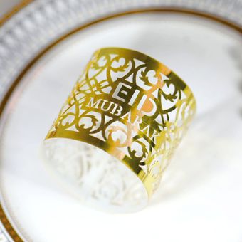 Paper Lace Eid Mubarak servilleta de papel del anillo de la decoración del hogar Tabla Ramadán 