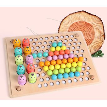 Juguetes de madera para niños Mano Cerebro Entrenamiento Clip Cuentas 