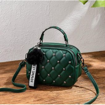 bandolera con línea de Nuevo bordado #Green a la moda 21x19x15cm versión coreana Bolso cuadrado pequeño para mujer informal 
