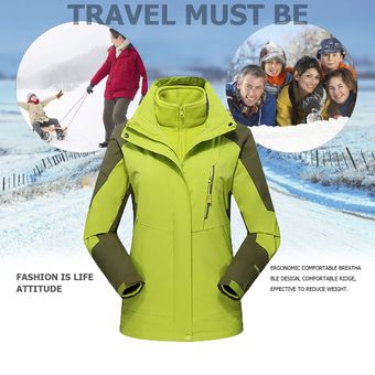 Unisex 3-capa interior Fleece Jacket deporte al aire libre a prueba de agua caliente de la capa del suéter 