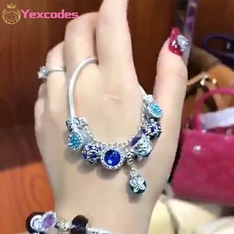 Yexcodes Pop Charm Lady Pulsera Diy Elegante Blue Jewelry 