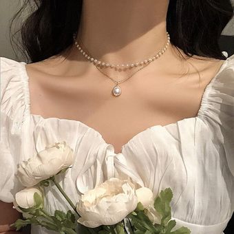 17KM Fashion Multi_layered Snake Chain Necklace For Women Vintage Gold Coin Pearl Choker Sweater Ne 