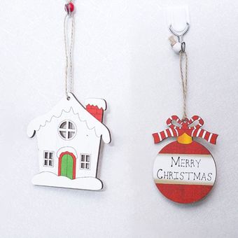 Ciervo Santa Claus copo de nieve madera Natural Navidad ornamentos c 