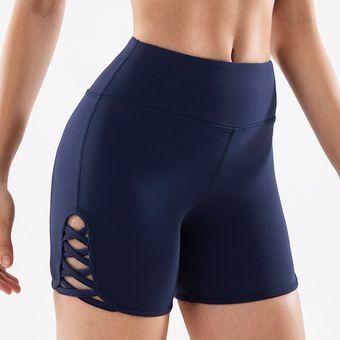 pantalones cortos deportivos para mujer,de cintura alta,sin costuras,con Control de bar #dark blue 
