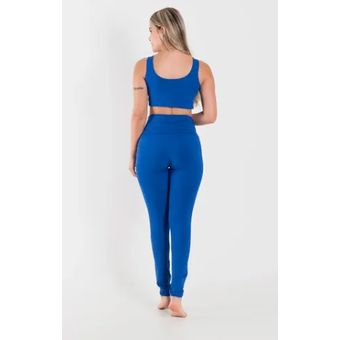 Conjunto Deportivo Para Mujer Tres Piezas Top Camiseta Leggins 100%  Importado Oferta, Azul