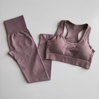 Conjunto de gimnasio sin costuras de 2 piezas para mujer ropa de Yoga sujet 