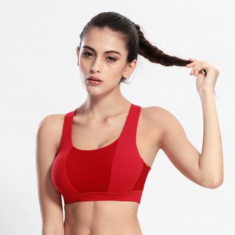 Yoga nuevo estilo señoras de las mujeres transpirable sujetador de los deportes empuja hacia arriba superposición Top Bras 