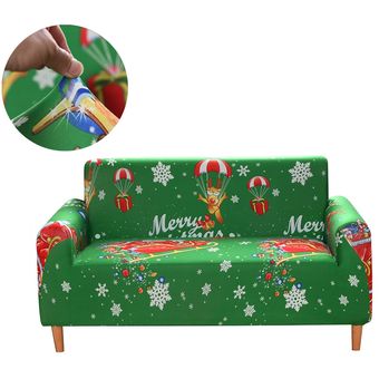 Funda de sofá a cuadros para sala de estar,cubierta elástica estampada para sofá por secciones #Merry Christmas 