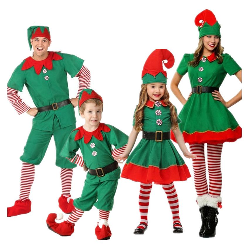 Disfraces de Cosplay de Navidad para niños niñas elfo vestido de Grinch