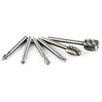 6PCS HSS Rotary Multi Tool Burr Routing Router Bit Mill Cutter Accesor 