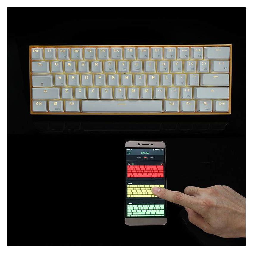 Teclado/Teclado portátil Mini Bluetooth para iOS Android Windows y Mac con Programador Teclado para Juegos Iluminado retroiluminado RGB de 61 Teclas Showyun Teclado mecánico para Juegos RGB K62 