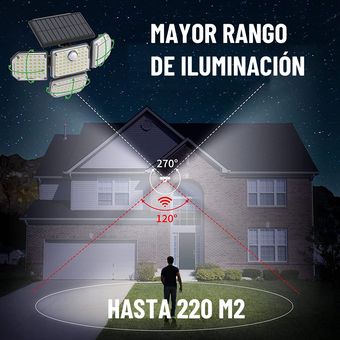 Luz LED Solar Exterior con Sensor de Movimiento 120° Ilumina