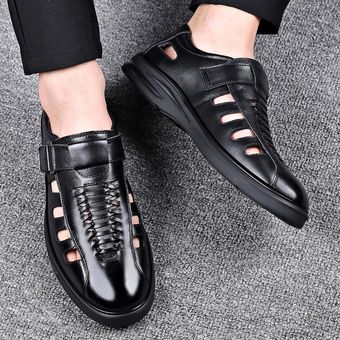 2019 zapatos de nuevos hombres del verano hebilla de cuero ocasionales los zapatos del agujero hueco sandalias zapatos de hombres - Negro | Linio Colombia - GE063FA0TS1JULCO