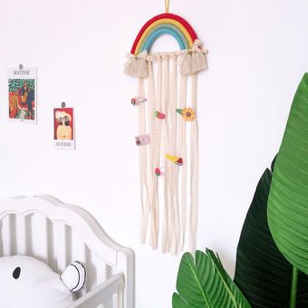 decoración de la habitación soporte para el pelo colgante de pared de arco iris horquilla organizador de almacenamiento adorno colgante para dormitorio de niña Decoración de la habitación del bebé 