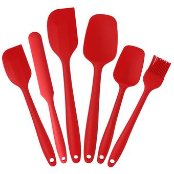 6 piezas de repostería de silicona Espátula conjunto no palillo de goma utensilios de cocina para hornear 