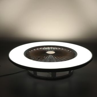 2-en-1 56 cm LED Ventilador de techo Luz 3 Engranajes Velocidad de viento Bajo Ruido Alto Brillo Lámpara de ventilador de techo Lámpara para el hogar Sala-Brown 