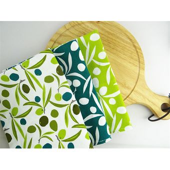 Mantel de lino y algodón de estilo americano para cocina servilleta de tela con destellos brillantes verde aceitunas toalla de cocina té y café textiles para el hogar 