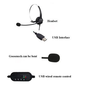 USB Headset Microphone Adjustable Noise Canceling Earphone for PC Laptop 