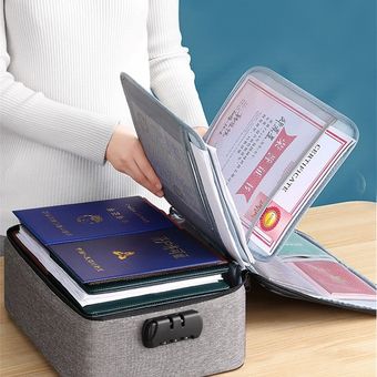 # A1 Gray 3 Capa Bolso de almacenamiento de documentos Organizador Archivos Carpeta Ticket Card Certificados Certificados Handbag Home Office Organizer Accessories Supplies 