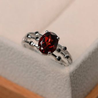 Anillo Oval Púrpura Femenino Elegante 925 Joyas De Plata De 