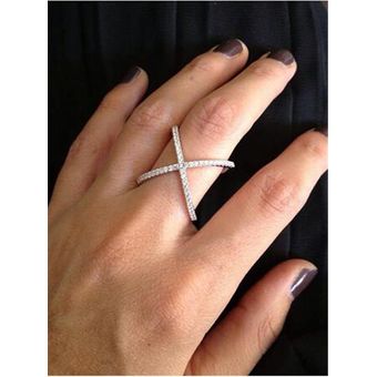 Ring Crystal Crystal Ring Tipo Cross X 925 Joyas Finas De 