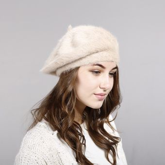 Sombrero de lana con pelo de conejo de imitación para mujer  sombrer.. 