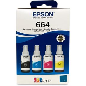 Kit x 4 Tinta Epson 664 para Impresoras L210 L220 L355 L395 L475 L555