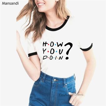 verano tops camiseta de amigos mujer vogue estampado gráfico camiseta femme friends Tv show ca HON 