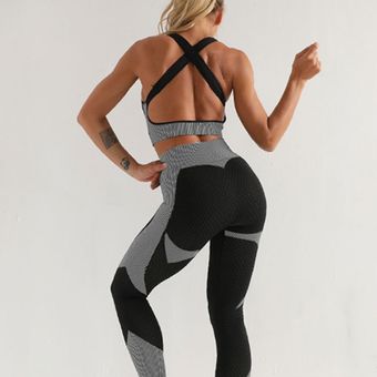 Conjunto de gimnasio sin costuras de 2 piezas para mujer ropa de Yoga sujet 