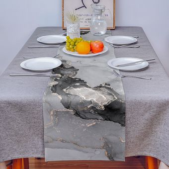 Decoración de mesa de boda Ma Camino de mesa con textura de mármol 