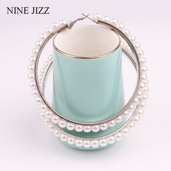 Pendientes De Círculo De Perlas De Imitación Blanca Ninejizz Pendientes De Círculo De Perlas De Imitación Blanca Ninejizz