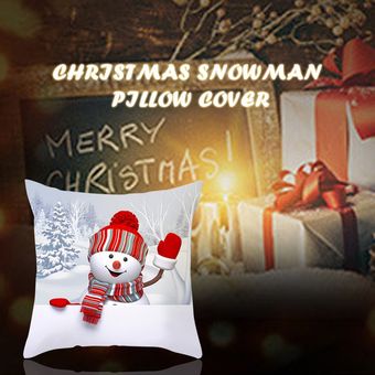 Navidad caja de la almohadilla del sofá 3D lindo muñeco de nieve Cojín de poliéster almohada 