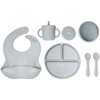 Kit Alimentación Bebe Niño Vajilla En Silicona Plato Babero