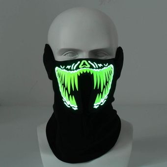Máscara de media cara intermitente iluminada luminosa fiesta de Halloween disfraz Raver Decor 
