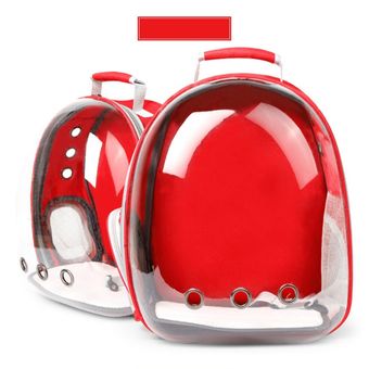 Morral Maleta Transparente para Mascotas Perros y Gatos Rojo