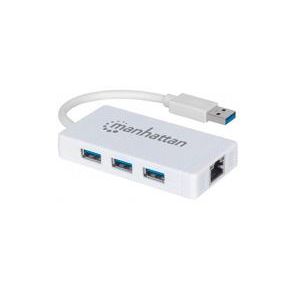 ADAPTADOR USB,MANHATTAN,507578, V3.0 A RED GB + HUB 3 PTOS