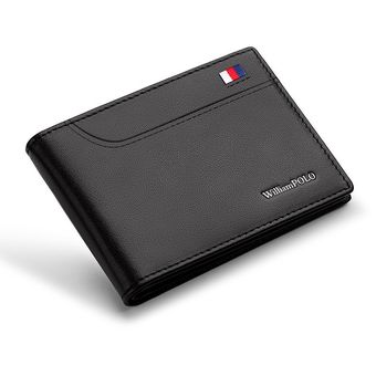 William Polo Mini billetera de cuero para hombre billetera bimodal de diseño informal Delgado SAI 