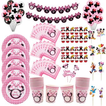 Decoración Para FIESTA DE Feliz Cumpleaños de Mouse plato de tazas rosas pancar 