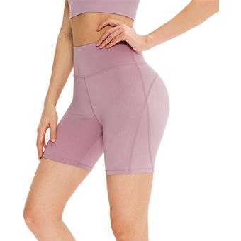 Leggingns cortos de yoga de ciclismo de cintura alta Pantalones deportivos para correr para mujer Púrpura 