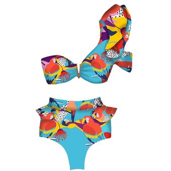 Conjunto de Bikini Floral de dos piezas para mujer  bañador con sujetador acolchado con volantes  t 