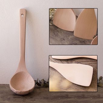 1Pc de madera Natural de cocina herramientas espátula cuchara para m 