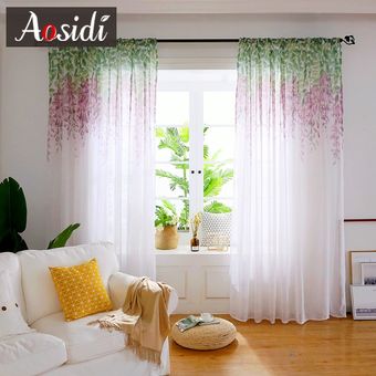 AOSIDI-cortinas para sala de estar y dormitorio diseño de flor de g 