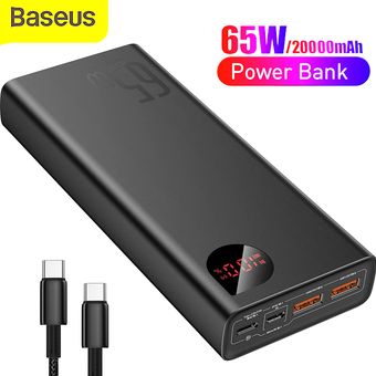 Baseus Power Bank, Cargador Portátil USB C de 65W 20000mAh