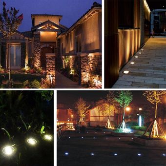 #White Luz de tierra alimentada por energía Solar,luces de cubierta de camino de jardín impermeabl 