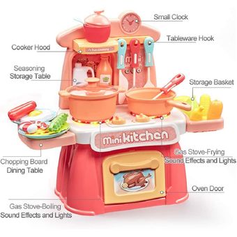 Juego de juguetes de cocina para niños Accesorios de comida Freidora de  aire Utensilios de cocina con luz y sonido 2023 Nuevo