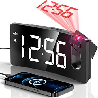 1 reloj despertador Digital LED, reloj de proyección, proyector, reloj de  techo con retroiluminación de pantalla de temperatura y tiempo, despertador  con función Snooze para el hogar, Moda de Mujer