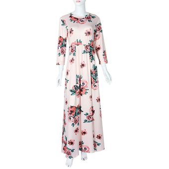 Vestido de impresión floral de la manga larga de la manga larga para las mujeres para el otoño de primavera 