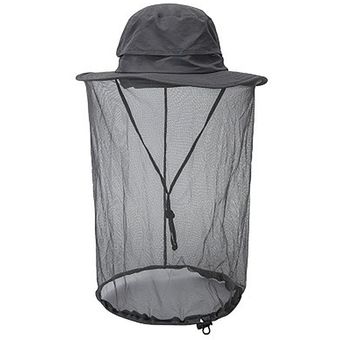 Mujeres al aire libre de los hombres de Anti Mosquito insecto abeja Sombrero hilado de la red de protección solar casquillo del cubo Gris oscuro 