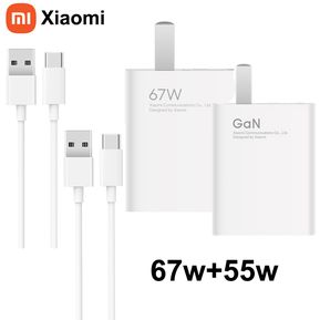 Combo 2 Cargador Xiaomi 67w+55w Con Cable Tipo C-Blanco