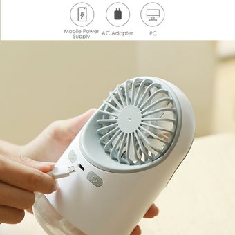 Recargable para la oficina de verano para el hogar Portátil Tres velocidades del viento Mini USB Desktop Fan aerosol refrigerador de aire refrigerador con función de iluminación 3 en 1-White 